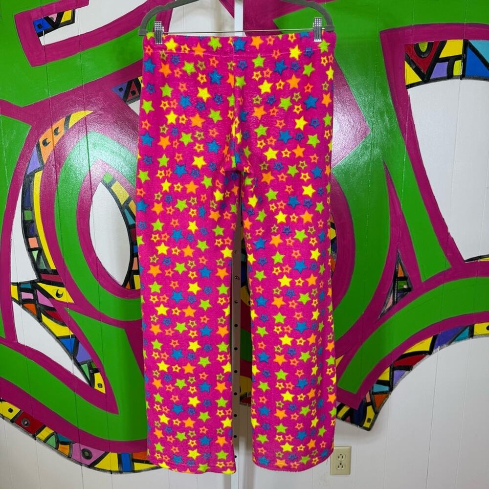 Body Candy, Colorful Star Print Fuzzy Pants. Size Medium. Good used condition! - Picture 3 of 5